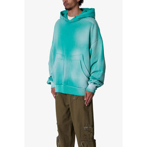 Sudadera de Manga Larga Verde de Alta Calidad, Talla Grande, Holgada, Estilo Urbano para Hombre, con Doble Bolsillo, Lavada con Efecto Desgastado - Product Image 2
