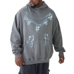 Meilleur logo personnalisé Sweat à capuche en molleton de coton épais pour hommes stock d'hiver de grande taille en éponge française délavé à la pierre et à l'acide - Product Image 1