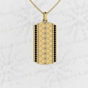 Colgante vertical resistente de Plata de Ley 925 sólida para mujer, cadena de estilo étnico hecha a mano de 18 pulgadas con blanco y negro - Product Image 1