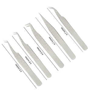 Kit de pinces à cils à pointe droite 5.0 \ "professionnel meilleur ensemble de pinces à épiler de soins de beauté en acier inoxydable pour l'extension des cils - Product Image 4