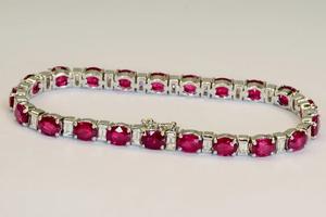 สร้อยข้อมือเพชรทับทิมพลอยสีชมพู13.7สำหรับผู้หญิงสร้อยข้อมือชุบเงิน925ทึบ - Product Image 3