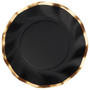 Assiette de présentation de luxe élégante en acier inoxydable noir et or de 13 pouces, écologique, pour événements de mariage et décoration intérieure - Product Image 2