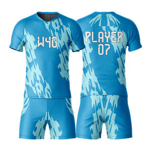 Conjunto de Camiseta y Pantalones Cortos de Fútbol Personalizados para Clubes y Equipos Masculinos, 100% Poliéster Ecológico, Secado Rápido, Cuello en V, Media Manga, Elástico y Transpirable - Product Image 6