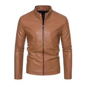 Veste en cuir pour hommes automne et hiver nouvelle version coréenne mince velours col montant jeunesse moto hommes veste en cuir PU - Product Image 3