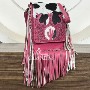 New High Quality Trend Hand Tooled Genuine Leather Fringe Crossbody <b>Handbag</b> for Women Designer Bag Luxury Vintage Shoulder Bags - Product Image 1