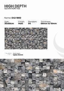 Murs d'élévation architecturaux haut de gamme stylés avec des carreaux en porcelaine à finition mate de 300x600 mm à haute profondeur - Product Image 4