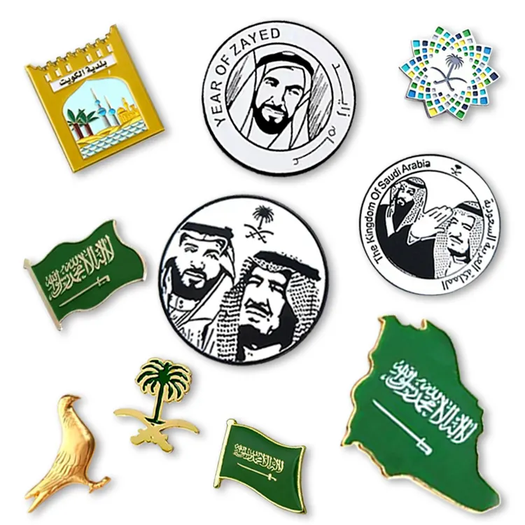 Divers DIY Arabie Saoudite Doux Émail Dur Épinglette Souvenir Fête Nationale Saoudienne Bahreïn Drapeau Pin Pour chapeau robe vêtements