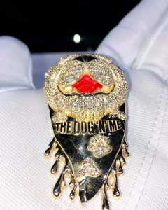 Pendentif Tête de Chien Hip Hop Unique Plaqué Or Lourd 18K Or Jaune Moissanite Collier Breloques Fines Cadeaux - Product Image 3