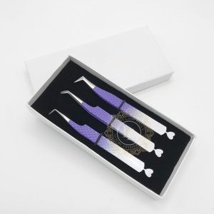 Pince à épiler professionnelle pour cils inférieurs, effet ombré argenté, pointe cœur, outils de luxe pour cils, pointe en fibre durable 10 mm, qualité supérieure en acier inoxydable - Product Image 3