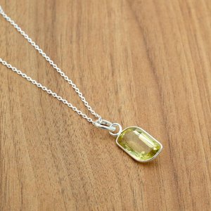 925 plata esterlina elegante cuarzo facetado joyería AAA + CALIDAD genuino limón cuarzo piedra preciosa collares colgantes hechos a mano - Product Image 3