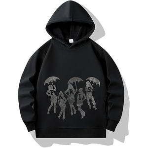 Ropa de calle ligera Sudadera con capucha de diamantes de imitación con cordón Trajes casuales de manga larga Jersey Sudaderas con capucha y sudaderas de gran tamaño - Product Image 1