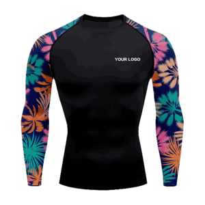 Rashguard unisexe à manches longues UPF50+ de haute qualité, logo personnalisé, séchage rapide, compression, vêtements de sport respirants et écologiques - Product Image 4