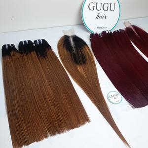 Pièce gratuite pour closure en dentelle HD, mèches Remy vierges brutes de donneur unique, tissage double machine, ondulation naturelle profonde, orange gingembre - Product Image 3