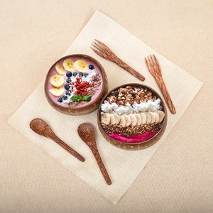 Bolsa de cubiertos para acampar, precio al por mayor, utensilio de madera de coco, cubiertos de coco natural para comer al aire libre - Product Image 3