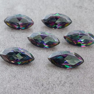 Mystic Topaz Marquise ขนาด4x6มม. ถึง20x30มม. พลอยหลวมด้านหลังแบนสำหรับทำเครื่องประดับสร้อยข้อมือผู้หญิงทำด้วยมือ - Product Image 1