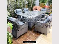 Ensemble de salle à manger d'extérieur en rotin Annapark de haute qualité, mobilier de jardin comprenant une table et des chaises de jardin, fabriqué en Turquie