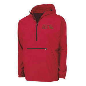 ASA ligero invierno media cremallera cortavientos capucha hombres paquete Go pulóver bordado griego hermandad apliques no tejidos teñido largo - Product Image 3