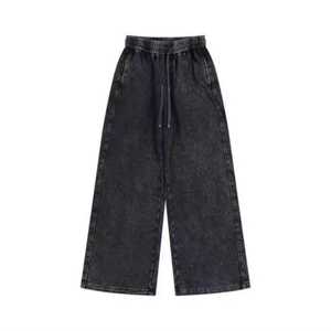 Pantalones Deportivos Casuales Personalizados de Cintura Media, Gruesos, Lisos, Anchos, Holgados, Unisex, de Pierna Recta, con Lavado Ácido - Product Image 2