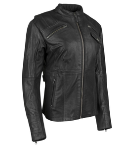 แจ็กเก็ตหนังมอเตอร์ไซด์สำหรับผู้หญิงคลาสสิกเสื้อแจ็กเก็ตมอเตอร์ไซด์สำหรับแข่งรถมอเตอร์ไซค์ - Product Image 2