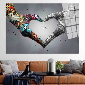 Impresión en Lienzo con Graffiti de Manos Enamoradas: Decoración Moderna para Pared, Arte en Vidrio Templado - Product Image 1