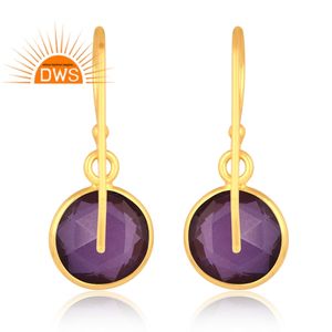 ต่างหูควอตซ์ชุบทอง18K คู่ชุบทอง18K ต่างหูห้อยอัญมณี - Product Image 4