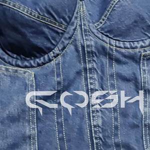 Corset en jean OEM/ODM bleu avec baleines en acier et fil blanc - Product Image 4