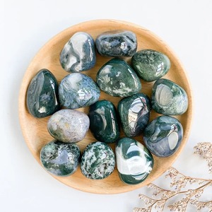 Agate naturelle de mousse Druzy pierre roulée en gros Quartz mousse Agate cristal dégringolade guérison semi-précieuse pierre précieuse dégringolade - Product Image 3