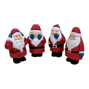 YEEYAYA 4 pezzi di legno scultura Santa set intagliato a mano in legno babbo natale figurina per la decorazione della casa e regalo di natale - Product Image 6