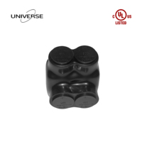   Connecteur de câblage isolé noir à 2 ports, raccord mécanique à double entrée pour fils en cuivre et aluminium de 4 AWG-500 Kcmil