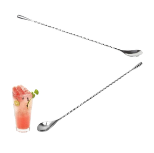 Cuillère à soda en acier inoxydable pour bar à prix réduit Cuillère à cocktail unique à taille personnalisée avec plaqué argent - Product Image 1