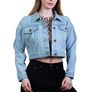 Chaqueta vaquera transpirable recortada de alta calidad de nuevo diseño 2025, chaqueta vaquera corta informal a la moda para mujer a la venta - Product Image 1