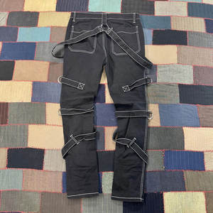 Pantalones Ajustados Negros Góticos de los 90 para Mujer, con Cierre de Cremallera, Estilo Punk, Transpirables, con Costuras en Contraste 2026 - Product Image 2