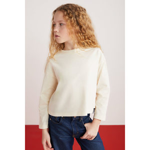 Camiseta Corta de Manga Larga con Cuello Redondo 100% Algodón para Niñas Nicola - Color Crudo - Product Image 6