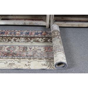 Vintage Turkish Rug 2.5x6.4 ft (75x195 cm), <b>Brown</b> <b>Wool</b> Rug - Product Image 5