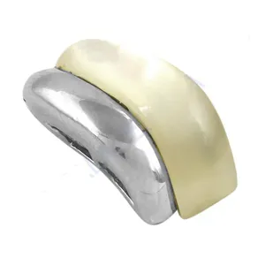 <b>Stainless</b> <b>Steel</b> Cocktail <b>Ring</b> With Natural Shell Inlay Rhodium Plated Coastal Style Unisex Jewelry - Product Image 3