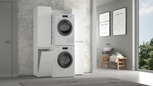 ตู้เก็บของอเนกประสงค์พร้อมชั้นวางสามชั้นสำหรับจัดเก็บเครื่องซักผ้าและเครื่องอบผ้าได้อย่างสะดวก - Product Image 4