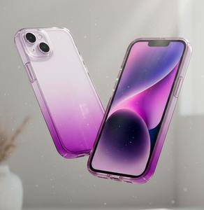 Coque de téléphone portable en verre trempé, dégradé transparent multicolore, anti-chocs, protection 360°, support réglable - Product Image 1