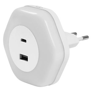 Lampada Notturna LED Esagonale 0.5W con Caricatore USB A e C (Ledvance 090264) - Product Image 1