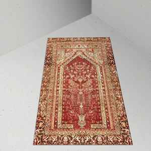 พรมลายดอกไม้สีแดง ดีไซน์วินเทจ พรมพิมพ์ลาย พรมขนนุ่ม - Product Image 2