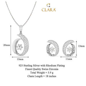 NOVAMART Fine 925 <b>Sterling</b> <b>Silver</b> Rosa Pendant <b>Earring</b> Chain <b>Set</b> Fine Jewelry for Women Wholesale Export - Product Image 4