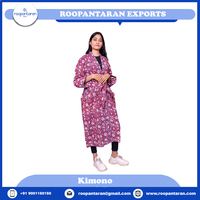 Kimono Casual Elegante de Verano para Mujer, Diseño Floral, Moderno, Personalizado, Hecho a Mano, con Tirantes Finos, de Algodón Puro de Secado Rápido