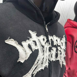 Sudadera con capucha con parche de angustia para hombre de último diseño/nuevo estilo de angustia - Product Image 4