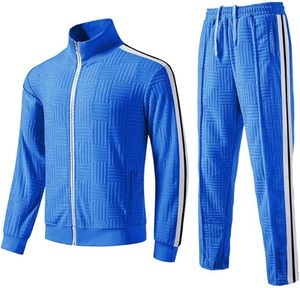 Conjunto de Dos Piezas Personalizable de Talla Grande para Invierno, Grueso, Transpirable, Cortavientos, de Secado Rápido, Color Sólido, Sudadera con Capucha y Pantalones Deportivos, Estilo Puff - Product Image 1
