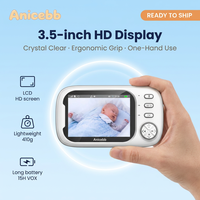 Monitor Video Wireless per Bambini con Schermo da 3.5 Pollici, Telecamera di Sicurezza Senza WiFi con Visione HD 720P, Comunicazione Bidirezionale e Ninna Nanna per la Cameretta