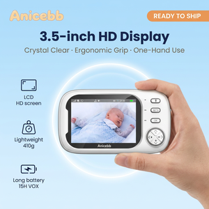 Babyphone <span class=keywords><strong>2</strong></span>.4GHz FHSS avec écran IPS HD 720P de 3,5 pouces, double caméra, écran partagé, réveil vocal VOX, audio bidirectionnel, vision nocturne, alarme de température - Product Image 3