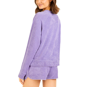 Ensemble 2 pièces pour femme en tricot uni décontracté, en tissu éponge de polyester écologique, sweat-shirt et short d'hiver - Product Image 4