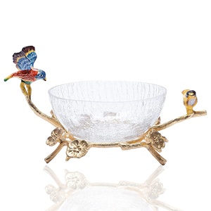 BOL MARTELLÉ DE SERVICE DÉCORATIF DE LUXE AVEC PLATEAU EN MÉTAL POLI AVEC POIGNÉE EN LAITON DESIGNER Bols de service à fruits secs DÉCOR - Product Image 6