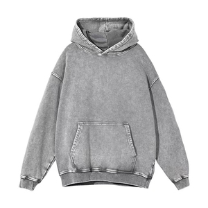 Vente en gros 400GSM Pull à capuche unisexe Stone Washed Thick Warm French Terry OEM Acid Washed Vintage Fleece Winter Embroidered - Product Image 5