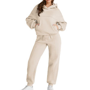 Survêtement d'hiver à capuche pour femmes, uni, pour activités de plein air - décontracté, 100% coton, chaud et respirant - Product Image 1