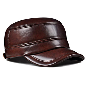 Casquette en cuir vintage Style classique pour homme Chapeau décontracté réglable Marron Faux cuir Streetwear Headwear - Product Image 2